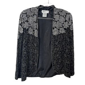 Papell Boutique Beaded Silk Blazer New Women Size M-L